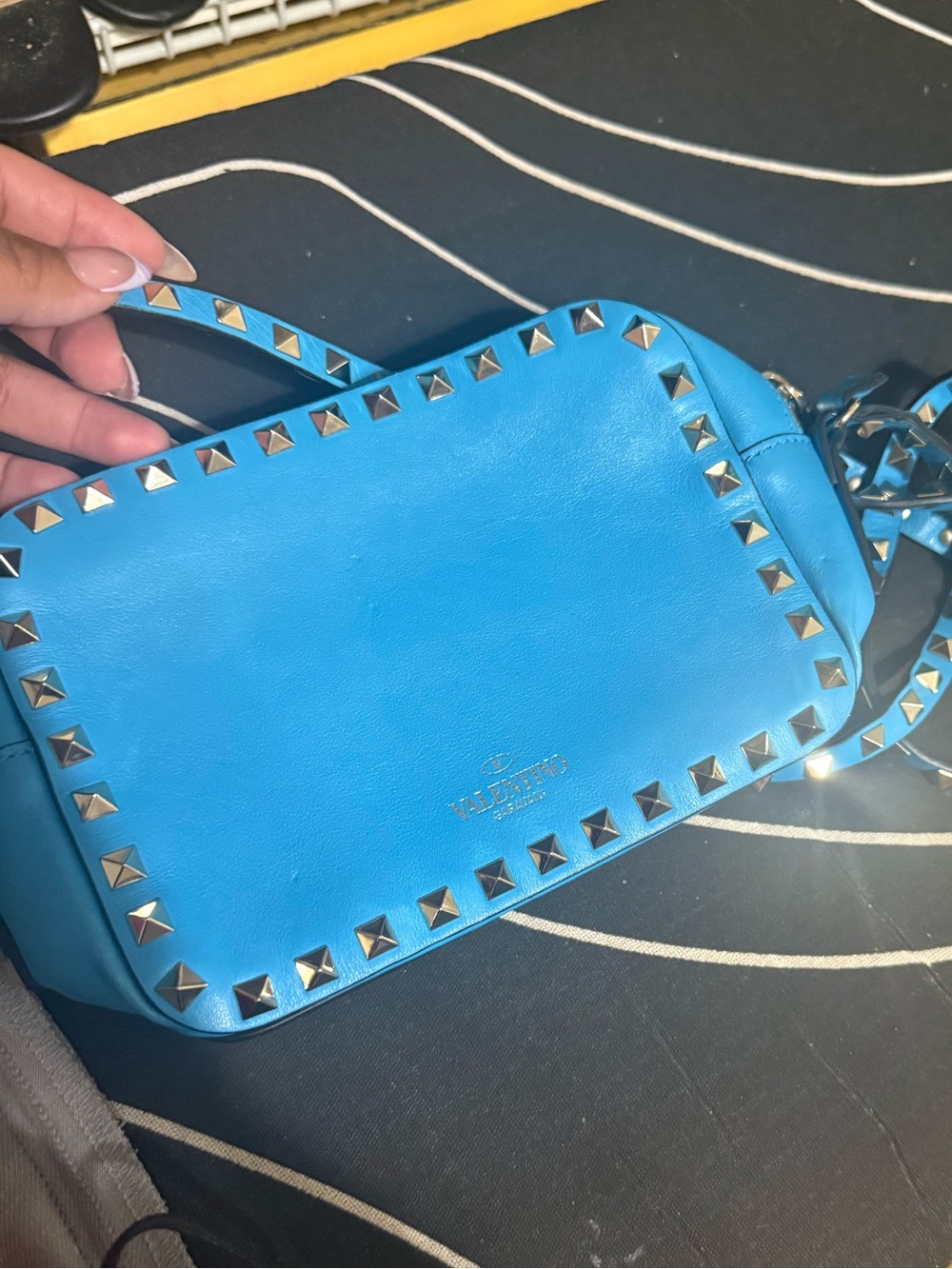 Valentino Garavani Bright Blue Rockstud Crossbody Bag
